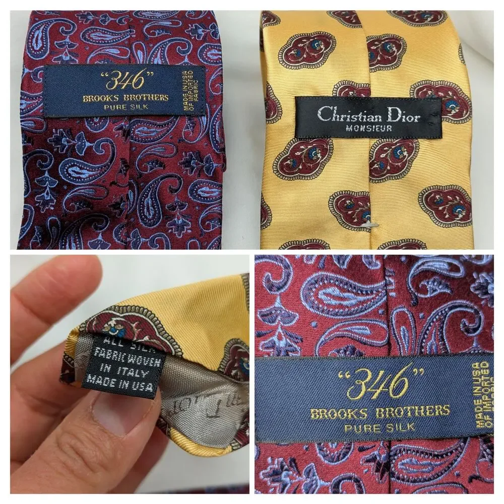 Lot of 2 Brooks Brothers 346 Christian Dior Monseieur Ties Silk Paisley Office